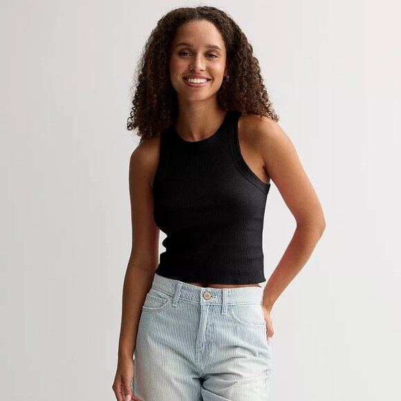 SO Cropped High Neck Rib Tank Top - XL - Picture 1 of 3
